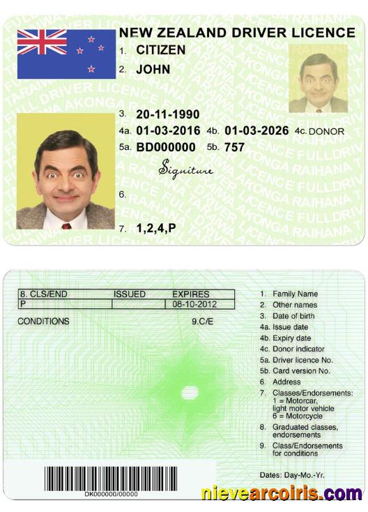 NEW ZEALAND green driving license (fully qualified)